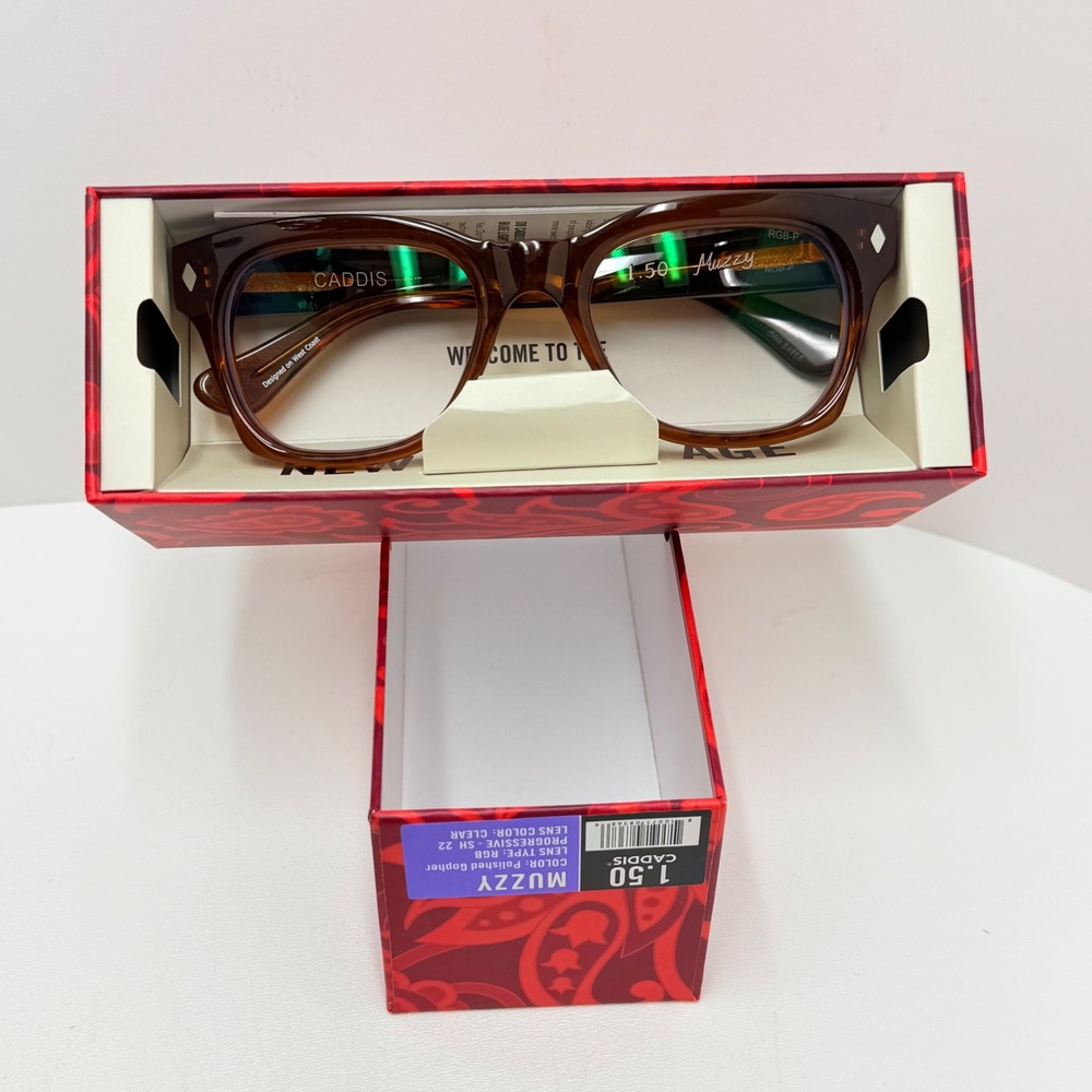 CADDIS Muzzy +1.50 Progressive Reading Glasses Polished Gopher Brown Clear Lens
